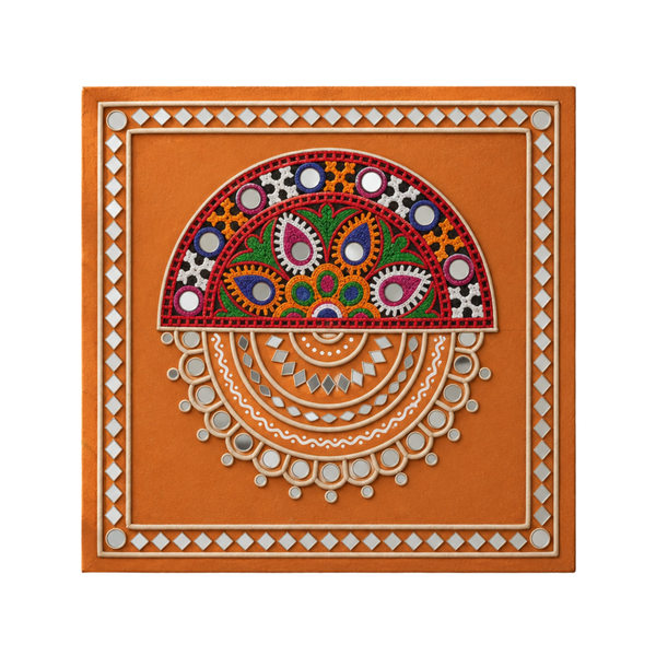 Reflections of Kutch - Lippan Mirror Wall Art, handmade Lippan mirror wall art from Kutch, India