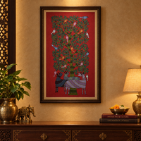 Roots of Coexistence - Gond Canvas Painting, handmade Gond folk painting from India