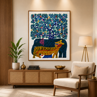 Roots of Harmony - Gond Painting, handmade Gond folk painting from India