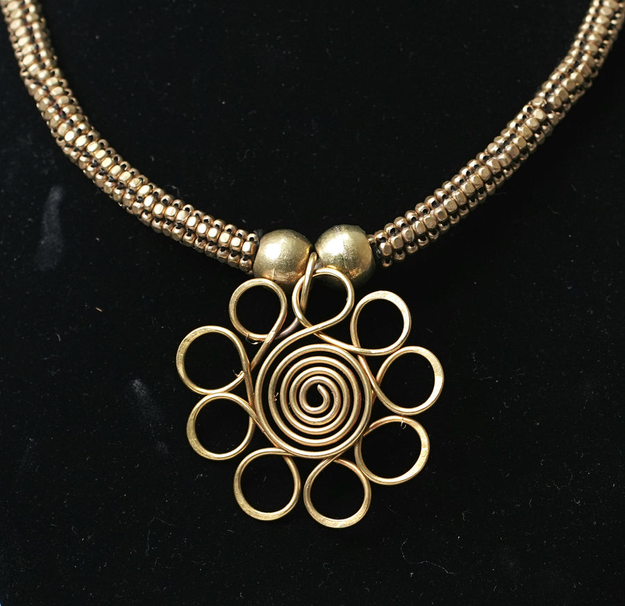 Royal Brass Gold Jewellery Set - view 3, handmade Indian tribal jewellery