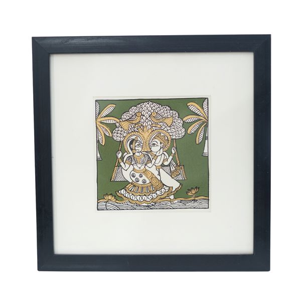 Royal Couple on Swing - Phad Painting, handmade Phad painting from India