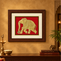 Royal Golden Elephant - Mysore Painting, handmade Mysore painting from India