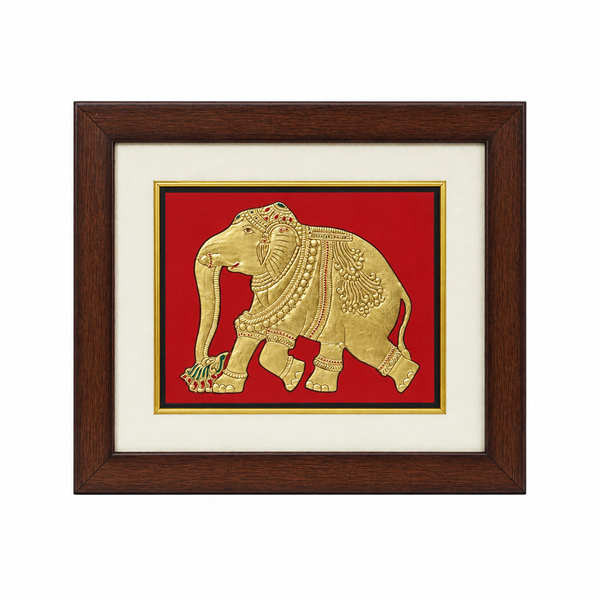 Royal Golden Elephant - Mysore Painting - view 2, handmade Mysore painting from India