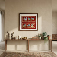 Royal Grandeur - Rajasthani Miniature Painting, handmade Rajasthani miniature painting from India