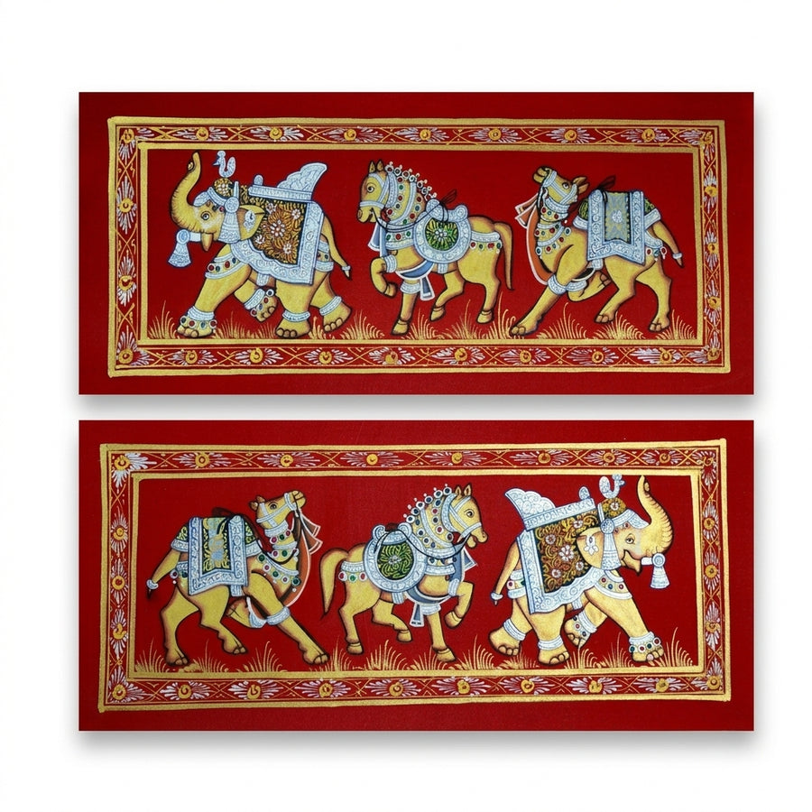 Royal Grandeur - Rajasthani Miniature Painting - view 2, handmade Rajasthani miniature painting from India