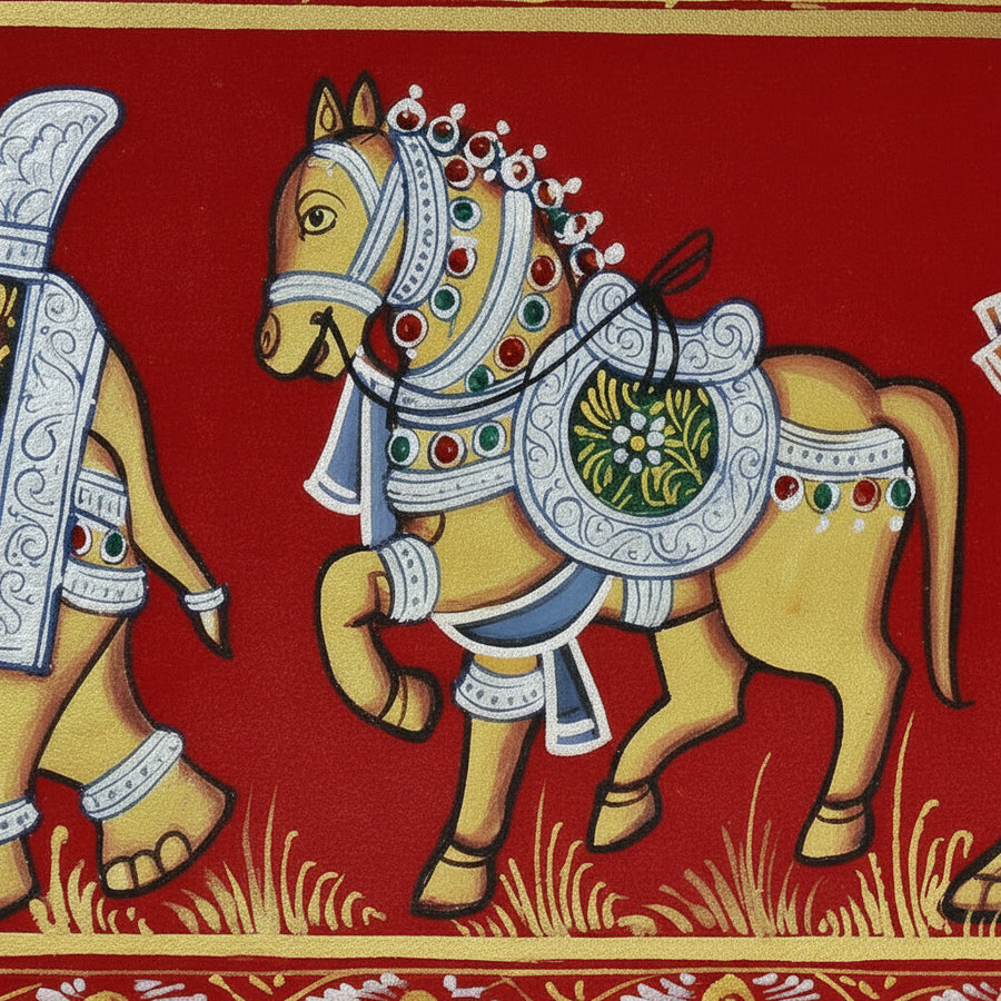 Royal Grandeur - Rajasthani Miniature Painting - view 3, handmade Rajasthani miniature painting from India