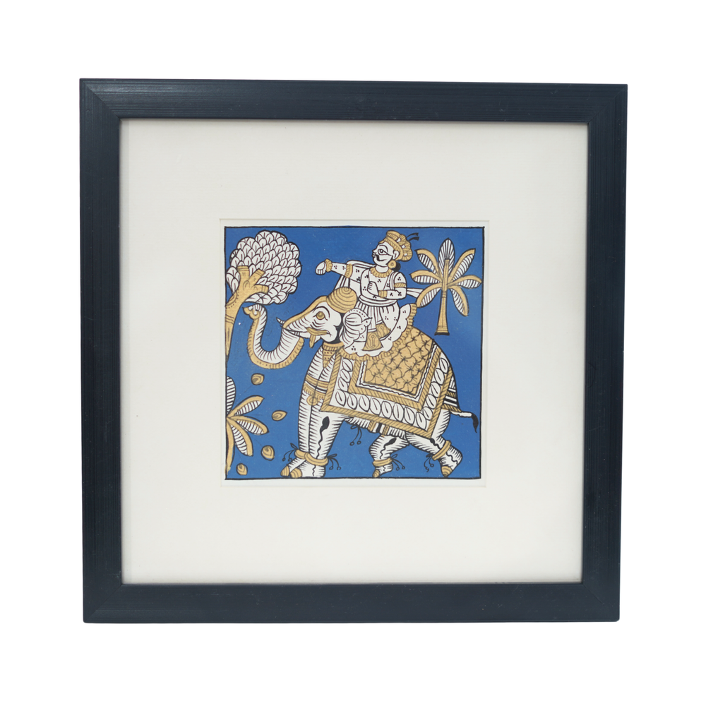 Royal King on Elephant - Phad Painting, handmade Phad painting from India