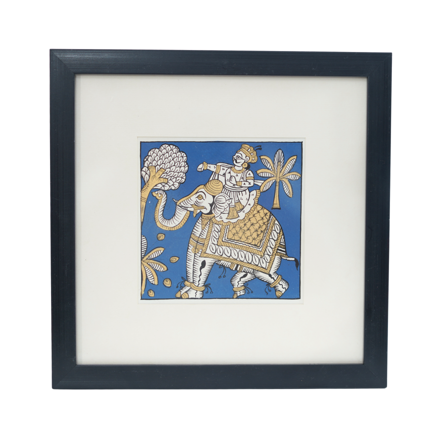 Royal King on Elephant - Phad Painting, handmade Phad painting from India