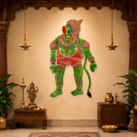 Sacred Hanuman - Tholu Bommalata Leather Art, handmade Tholu Bommalata leather puppet art from India