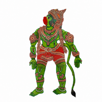 Sacred Hanuman - Tholu Bommalata Leather Art - view 2, handmade Tholu Bommalata leather puppet art from India