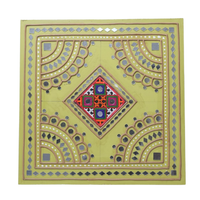 Sacred Square - Lippan Mirror Wall Art, handmade Lippan mirror wall art from Kutch, India