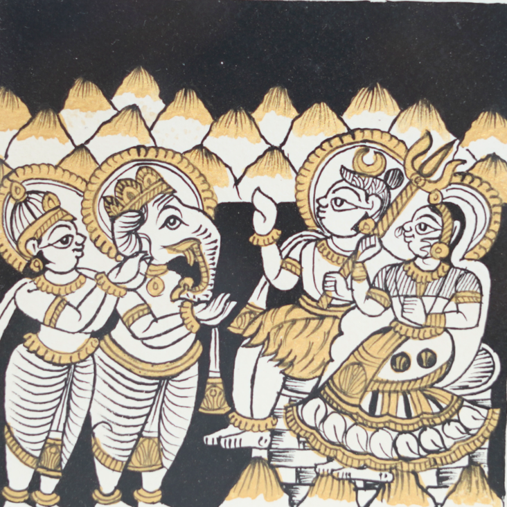 Shiv Parivar - Phad Painting - view 2, handmade Phad painting from India