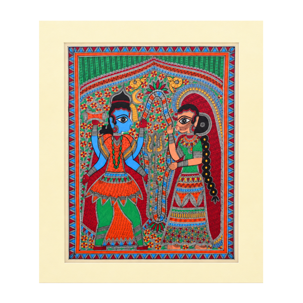 Shiv Parvati Sangam - Madhubani Painting - view 2, handmade Madhubani painting from India