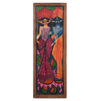 Shri Hari Lakshmi - Kalighat Painting - view 2, handmade Kalighat folk painting from India