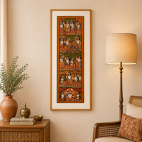 Shri Krishna - Kalighat Painting, handmade Kalighat folk painting from India