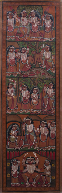 Shri Krishna - Kalighat Painting - view 2, handmade Kalighat folk painting from India