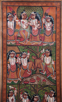 Shri Krishna - Kalighat Painting - view 3, handmade Kalighat folk painting from India