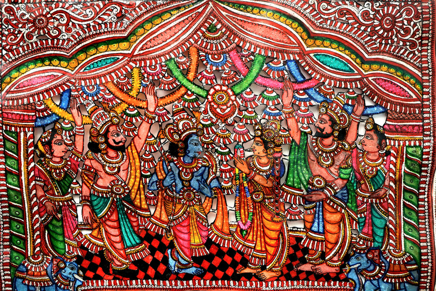 Sita Ram Swayamvar - Tholu Bommalata Leather Art - view 5, handmade Tholu Bommalata leather puppet art from India
