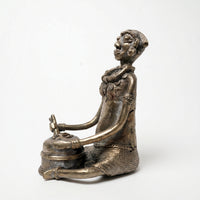 Woman Using a Stone Hand-Mill – Dhokra Metal Art