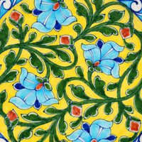 Sunlit Floral Wall Plate - Jaipur Blue Pottery - view 3, handmade Jaipur blue pottery from India
