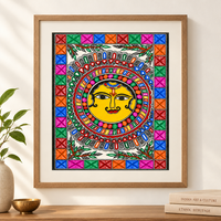 Surya Dev - Madhubani Painting, handmade Madhubani painting from India