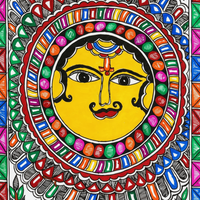 Surya Dev - Madhubani Painting - view 3, handmade Madhubani painting from India