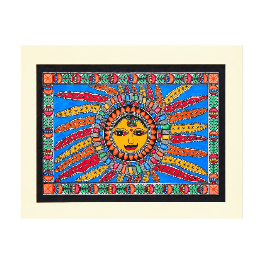 Surya Prabha - Madhubani Painting - view 2, handmade Madhubani painting from India