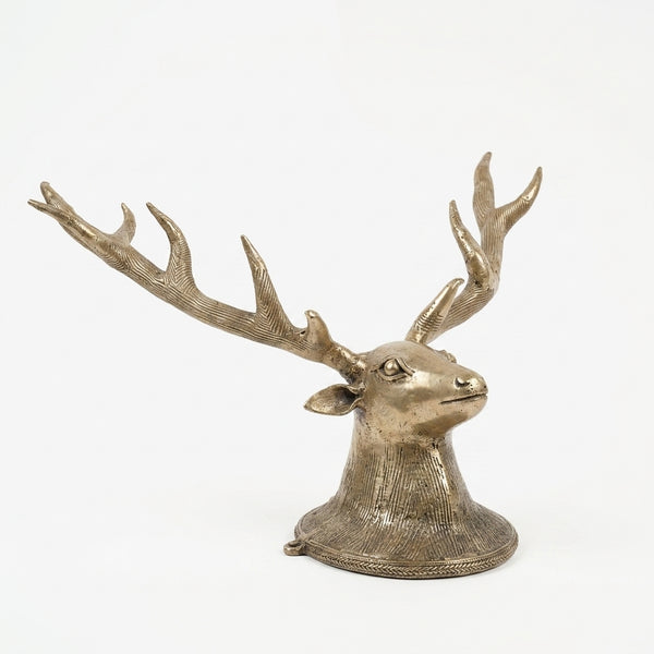 The Decorative Deer Head Wall Fragment – Dhokra Metal Art