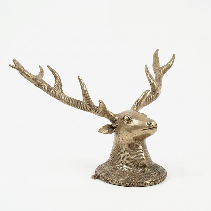 The Decorative Deer Head Wall Fragment – Dhokra Metal Art