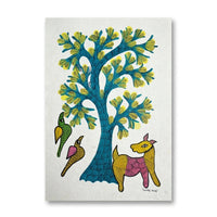 Flowering Tree, Animal & Birds – Gond Paper Painting