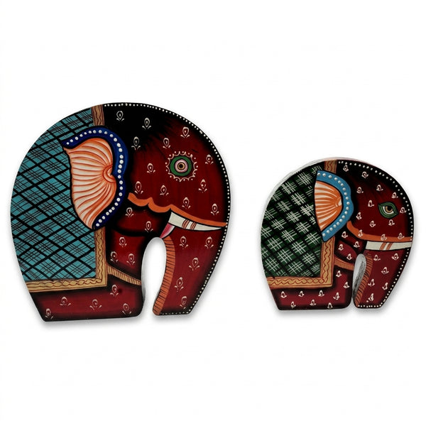 Hand-Painted Elephant Set of 2 – Wooden