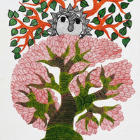 The Tree and the Sun – Gond Paper Painting