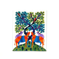 The Harmony of Animals and Tree – Gond Paper Painting