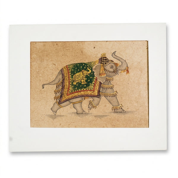 Royal Elephant in Ceremonial Attire – Rajasthani Miniature Painting