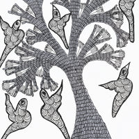 Birds Gathering – Gond Paper Painting