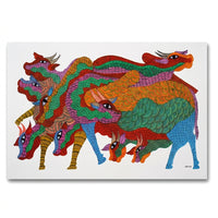Sacred Herd of the Forest – Gond Paper Painting