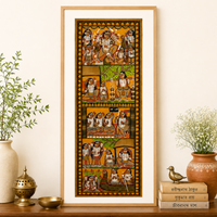 The Divine Mother - Kalighat Painting, handmade Kalighat folk painting from India