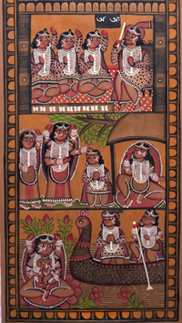 The Divine Mother - Kalighat Painting - view 5, handmade Kalighat folk painting from India