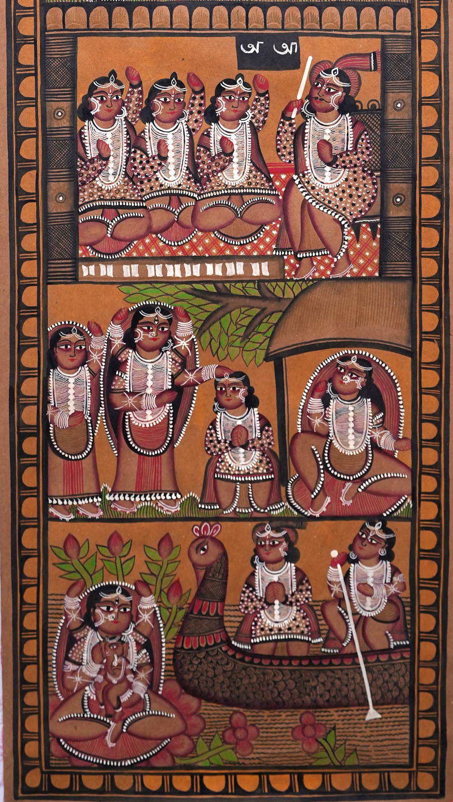 The Divine Mother - Kalighat Painting - view 5, handmade Kalighat folk painting from India