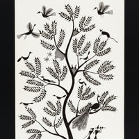 The Melody of Krishna's Flute - Warli Paper Painting - view 2, handmade Warli folk painting from India
