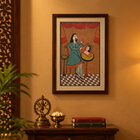 The Painter - Kalighat Painting, handmade Kalighat folk painting from India