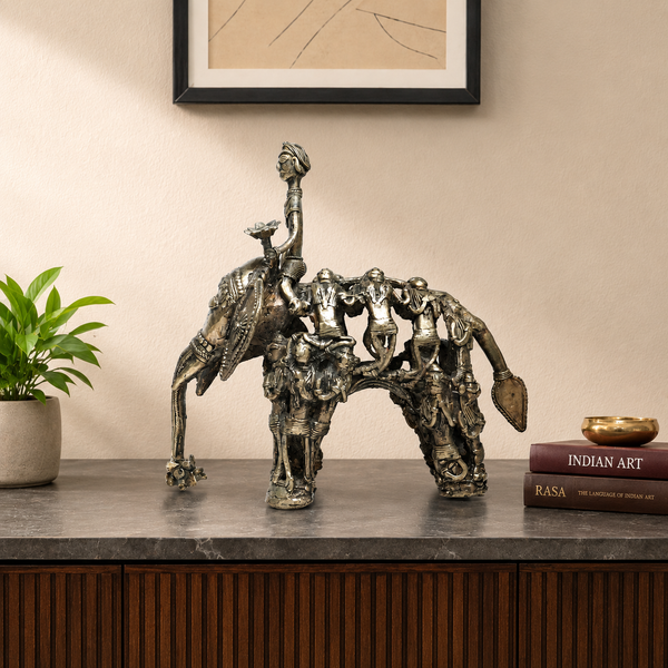 The Royal Procession - Dhokra Metal Art, handmade tribal brass sculpture from India