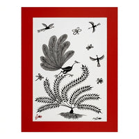 The Tree of Dancing Wings - Warli Paper Painting, handmade Warli folk painting from India