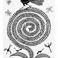 The Tree of Life - Warli Paper Painting - view 2, handmade Warli folk painting from India