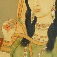 Traditional Rajput Princess - Antique Rajasthani Miniature Painting - view 4, handmade Rajasthani miniature painting from India
