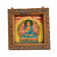 Tranquil Buddha - Tibetan Hand-Painted Wall Hanging - view 2, handmade Tibetan wall hanging from India