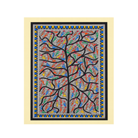 Tree of Colorful Birds - Madhubani Painting - view 2, handmade Madhubani painting from India
