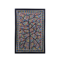 Tree of Colorful Birds - Madhubani Painting - view 3, handmade Madhubani painting from India