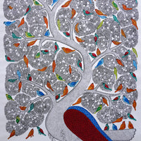 Tree of Colorful Companions - Gond Painting - view 2, handmade Gond folk painting from India