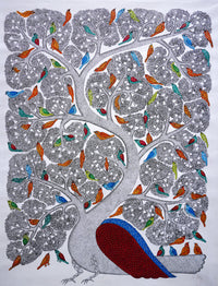Tree of Colorful Companions - Gond Painting - view 3, handmade Gond folk painting from India